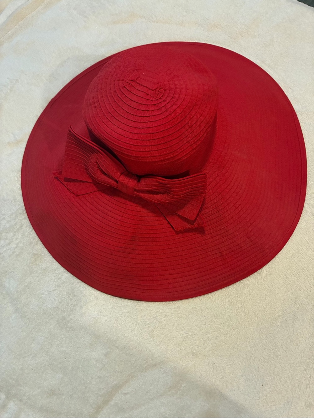 San Diego Hat Company Red Wide-Brim Sun Hat with Bow